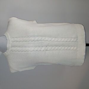 Vintage Ivy Off White Sleeveless Knit Sweater Vest Size Small
